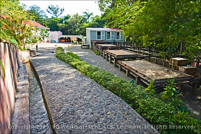 View of Movable Coffee Drying Tables from the Water Mill on the Grounds of Hacienda Buena Vista, Above Ponce, Puerto Rico