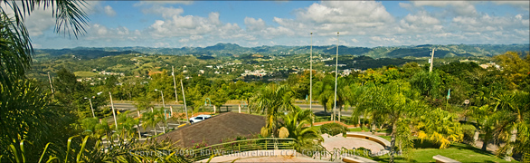Wide-angle View from Top of Observation Tower, Mirador Piedra Degetau Near Aibonito, Puerto Rico