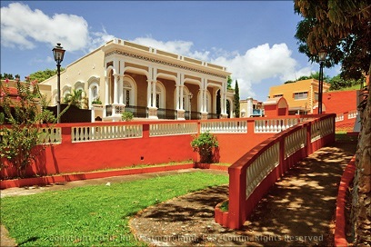 Example of Classic Architecture Shot From Church Garden in San German, Puerto Rico