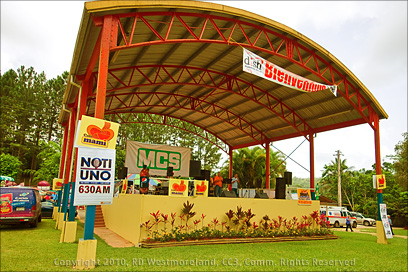 Formal Stage Where Live Musicians Were Performing on the Grounds of the Aibonito Flower Festival in Puerto Rico