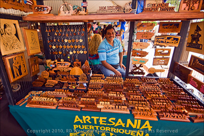 Orlando, an Artesano Selling an Assortment of Items Made From Wood in the Plaza of Barranquitas, Puerto Rico