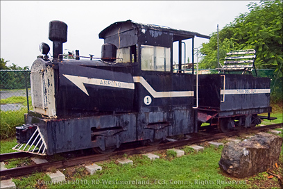 Old Sugarcane Train Engine on Display in Arroyo, Puerto Rico