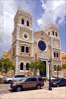 Beautiful Catholic Church on the Plaza in Guayama, Puerto Rico