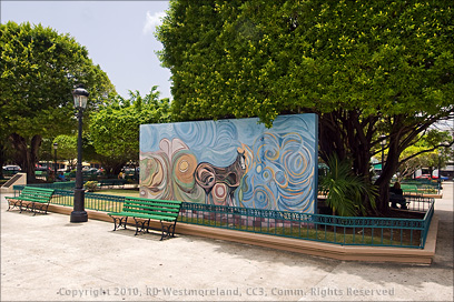Colorful Abstract Mural on the Plaza in Guayama, Puerto Rico