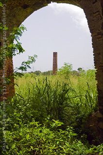 View of Second Chimney from Abandoned Sugar Mill Along Highway in Guayama, Puerto Rico