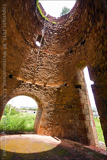 Interior View of Very Well Preserved Sugar Mill Tower in Guayama with Small Tree Growing out of the Top in Puerto Rico