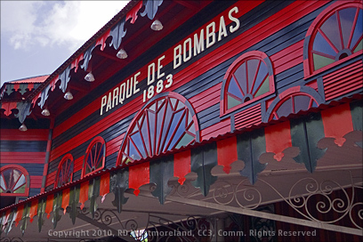 Closeup of Marquee at the Fire House on the Plaza of Ponce, Puerto Rico
