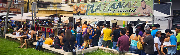 Panoramic Image of Vendors set-up Around the Plaza of Corozal, Puerto Rico