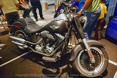 Harley Davidson Motorcycle on Display at the Plaza Las Américas in San Juan, Puerto Rico