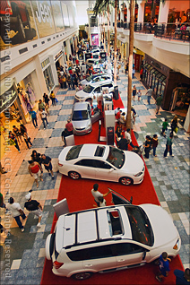View of Car Show from Second Level of the Plaza Las Américas in San Juan, Puerto Rico