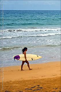 Lone Surfer Girl on Beach, Puerto Rico