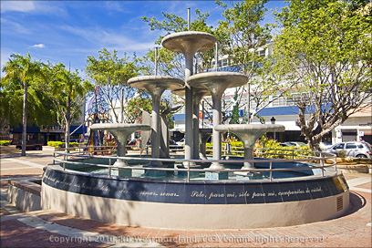 Beautiful Water Fountain at Plaza of Aguadilla, Puerto Rico
