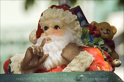 Closeup of Santa Claus Figurine on Fence Post in Old San Juan, Puerto Rico
