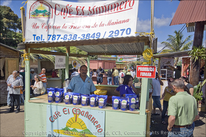 The Display Booth of Cafe El Mananero Hacienda at the Coffee Festival in Maricao, Puerto Rico