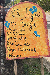 Sign with Menu of El Fogon De Suza of Jobos in Puerto Rico
