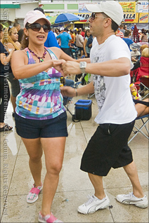 Couple Dancing to Live Music in Plaza at Orange Festival in Las Marias, Puerto Rico
