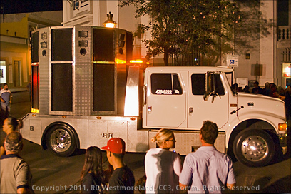Night-Time Shot of a Giant Truck Mounted Boom-Box in Parade During Carnival Week in Ponce, Puerto Rico
