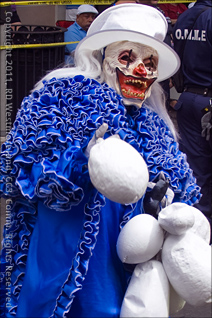 Vijegante Dressed in Blue During Carnival Week Parade in Ponce, Puerto Rico