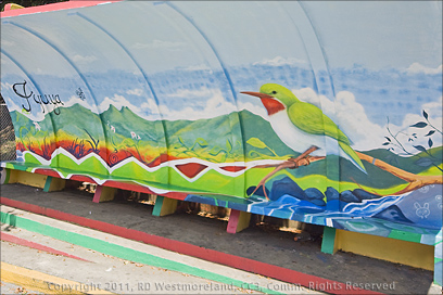 Colorful Painted Concrete Bus Stop in Jayuya, Puerto Rico