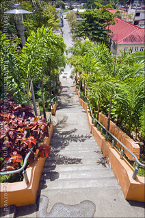 Looking Down Stairs to Plaza of Jayuya, Puerto Rico