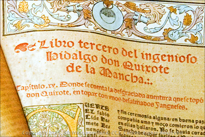 Old Text Page Detail of Story of Don Quixote in Spanish