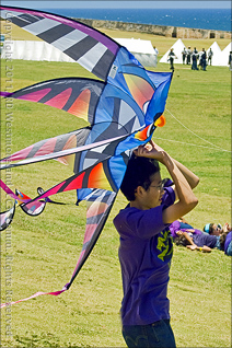 Kid Flying Kite on Grounds of El Morro, Old San Juan, Puerto Rico