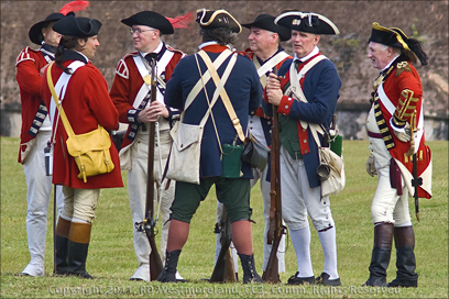 British Battle of 1797 Reenactors in Small Group, El Morro Fort of Old San Juan, Puerto Rico