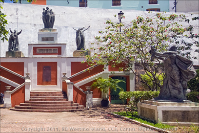 Monu­ment de la Herencia de las Américas Statues in Old San Juan Behind Locked Gates