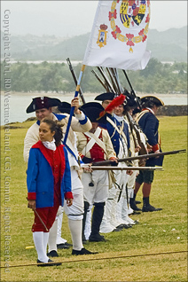British War of 1797 Reenactors in Formation El Morro, Old San Juan, Puerto Rico