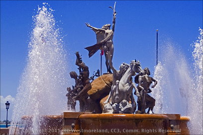 Fuente Raíces on the La Princesa Promenade in Old San Juan, Puerto Rico