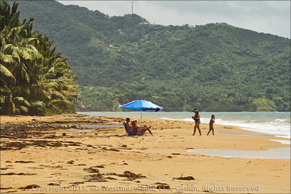 Locals Set Up on the Beach at Punta Tuna in Puerto Rico