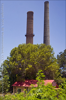 Dedicated Historical Site of Abandoned Sugar Mill with Chimneys in Guanica, Puerto Rico