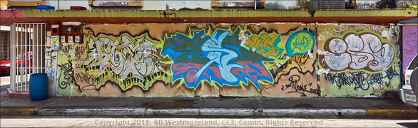 Pano View of Graffiti Wall in Juncos, Puerto Rico