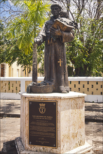 Statue of Patron Saint, Anthony Padua Near the Catholic Church of Dorado, in Puerto Rico