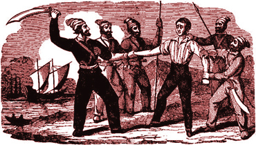 Pirates Striking off the Arm of Capt. Babcock