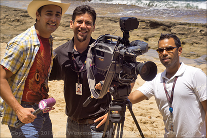 WAPA TV Channel 4 Camera Crew with the Character Chabelo, Producer- Ruben Guardiola and Cameraman Eliezr Alejandro