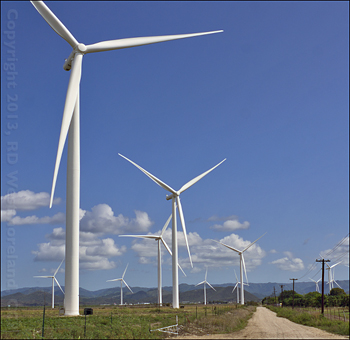 Giant Wind Generators on a Farm in Santa Isabel, Puerto Rico