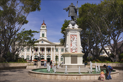 Water Fountain and Statue of Christopher Columbus on the Plaza Colón of Mayagüez, Puerto Rico