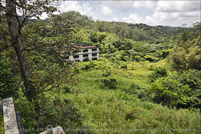 View down the valley at Henry Barracks Ruins near Cayey, PR