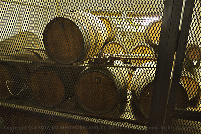 The Oak barrels used for aging the wine