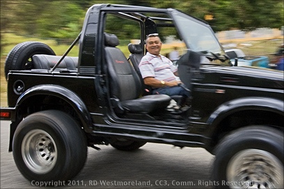 A guy and his Jeep cruising the route