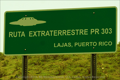 Highway Sign Near Lajas - Ruta Extraterrestre PR 303 in Puerto Rico