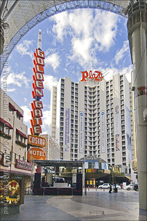 Las Vegas Fremont Street Experience with View of Plaza Hotel, Nevada