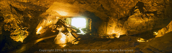 A Panoramic Photo Inside the Cavernous Clara Cave Interior with Stalactites and Stalagmites All Over at the Camuy Cave Park in Puerto Rico