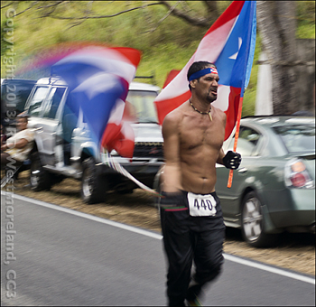 The 51st San Blas Half Marathon of Coamo Featuring Runner 440 with Puerto Rican Flags